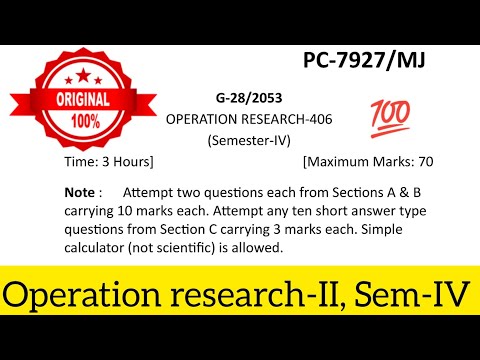💯B.com 4th⚡ semester Operation Research⚡🥳public Exam real question paper for 2024 💯Exam prepartion💯 [Video]