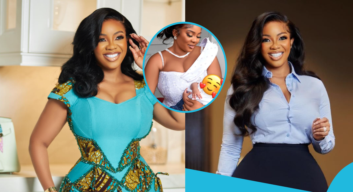 Serwaa Amihere’s Look-Alike Looks Heavenly In A White Lace Gown For Her Baby’s Christening [Video]